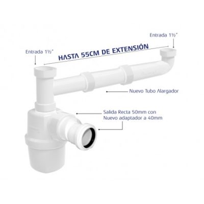 Sifón Lavaplatos 1½ Doble Cubeta - Imagen 2