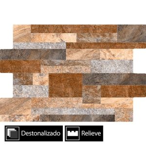Cerámica Muro Fachaleta Dent Hamburgo Rojo 6Caras 30x45(1