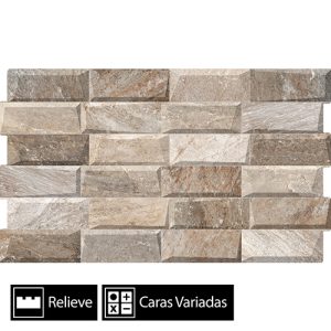 Cerámica Muro Fachaleta Infinity Stone Beige C54017 4Caras 34x58