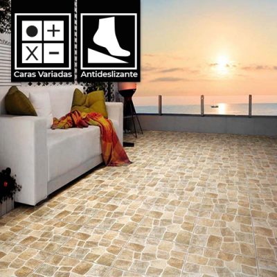 Cerámica Piso Laja New Beige 4Caras Antides. 45x45(2,03) 2da