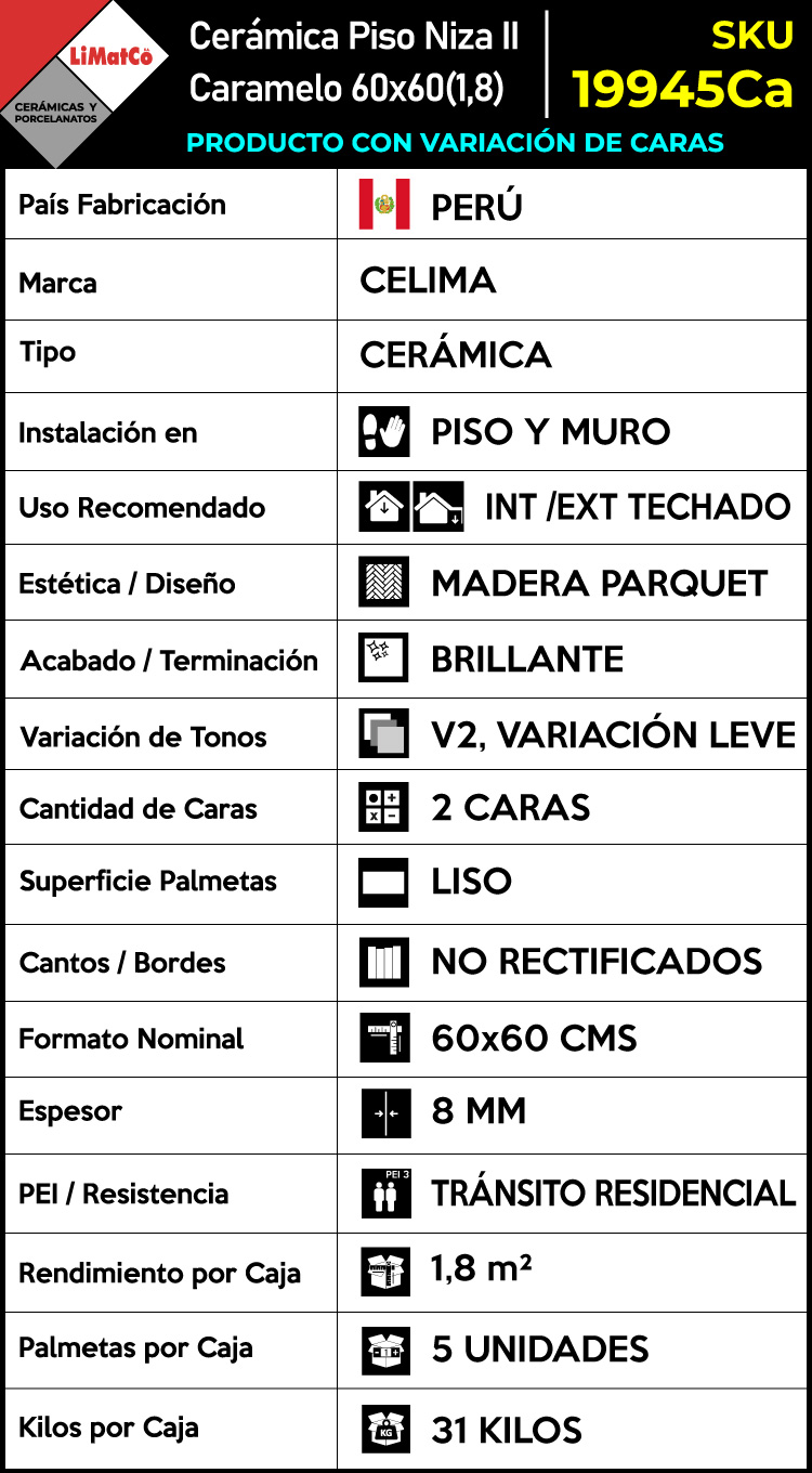 Cerámica Piso Niza II Caramelo 2Caras 60x60