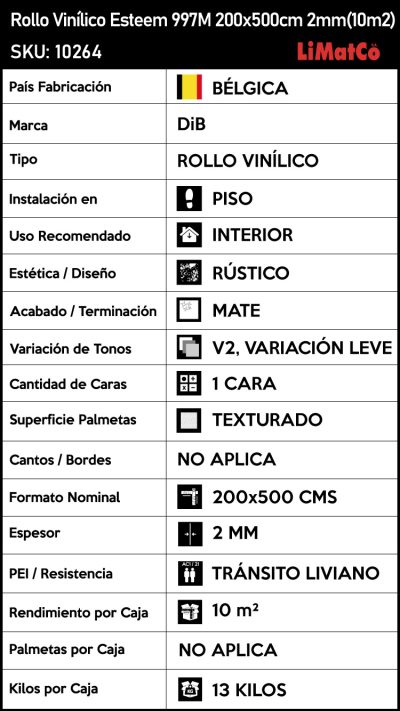 Rollo Vinílico Esteem 997M 200x500cm 2mm(10m2) - Imagen 6