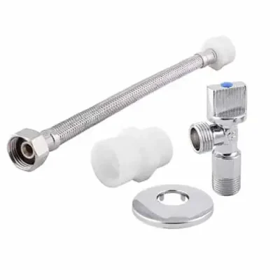 Set Flexible WC ½” x 7/8” 25 cm c/Llave Angular Cromo Taumm