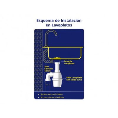 Sifón Lavaplatos Salida Curva Entradas 1½" y 1¼" - Imagen 6