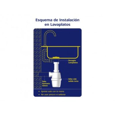 Sifón Lavaplatos Salida Recta Entradas 1½" y 1¼" - Imagen 6