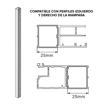 Perfil Extensión para Mampara Corredera Premium Duschy - Imagen 2