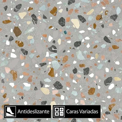 Gres Porcelánico Orbit Terrazo Grey Antideslizante 5Caras Rectificado 60x60(1,44)