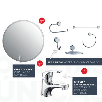 Kit Mueble Queen 500 + Grifería + Espejo + Set 5 Accesorios Vita - Imagen 2