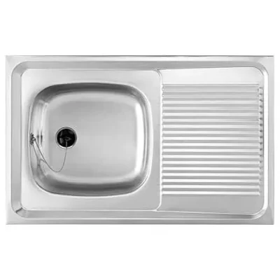 Lavaplatos Sobreponer 80x50 1Cubeta 1Escurridor (Der) Inox Teka
