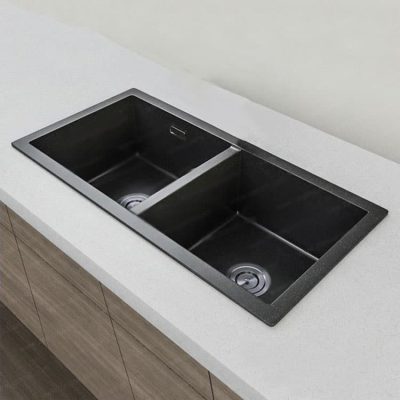Lavaplatos Bajo Cubierta Negro 78.43-25cm 2Cubetas Tebisa - Imagen 2