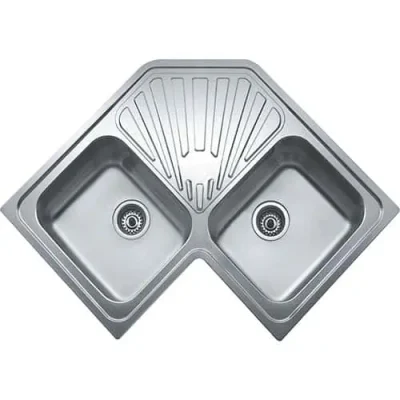 Lavaplatos Empotrable Classic Angular 830x500 2Cubetas 1Escurridor Inox Teka