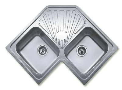 Lavaplatos Empotrable Classic Angular 830x500 2Cubetas 1Escurridor Inox Teka - Imagen 2