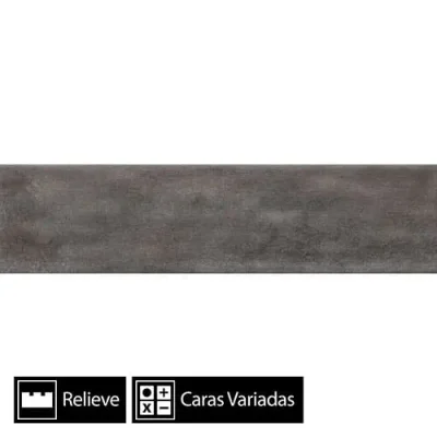 Cerámica Muro Village Carbón Brillo Texturado 60Caras 10x40(1,36)