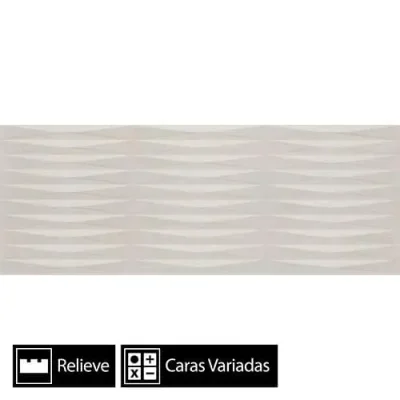 Cerámica Muro Khali Flash Off White Texturado 4Caras 45x120(1,62)