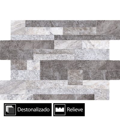 Cerámica Muro Fachaleta Dent Hamburgo Gris 6Caras 30x45(1,51) - Imagen 9