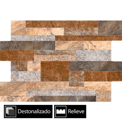 Cerámica Muro Fachaleta Dent Hamburgo Rojo 6Caras 30x45(1,51) - Imagen 9