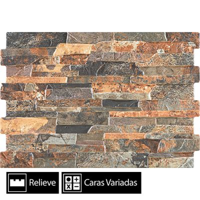 Cerámica Muro Fachaleta Petra Magma 4Caras 34x50(1,7)