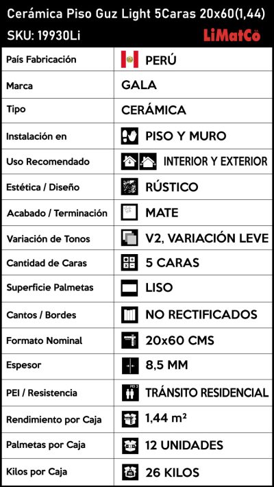 Cerámica Piso Guz Light 5Caras 20x60(1,44) - Imagen 9