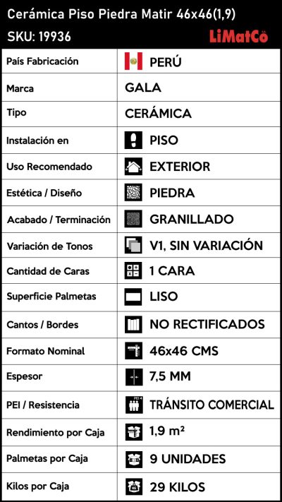Cerámica Piso Piedra Matir 46x46(1,9) - Imagen 4