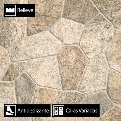 Cerámica Piso Lajeado 778334 Antideslizante 4Caras 60,5x60,5(2,61)
