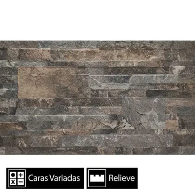 Cerámica Muro Fachaleta Piedra Petróleo 3Caras 31x53(1,48)